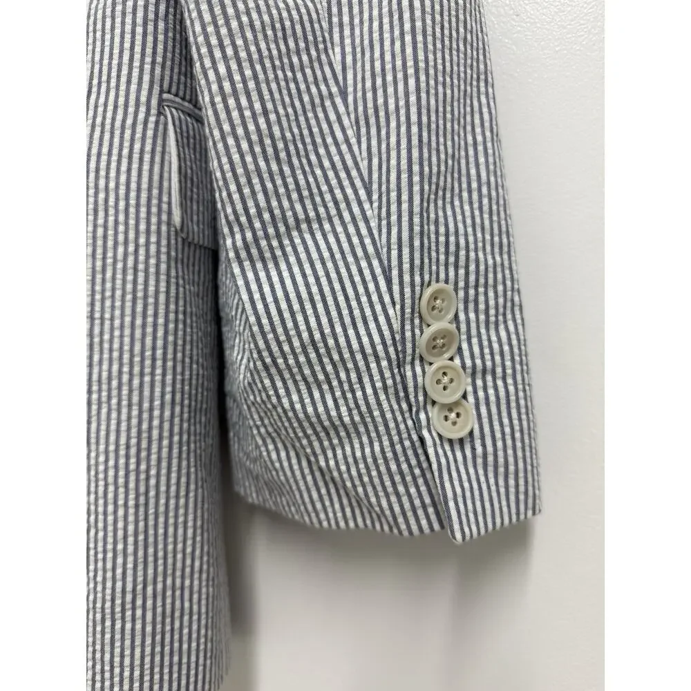 Jos A Bank Seersucker Blazer Tailored Fit Sport Coat Jacket Men's 39R Blue White
